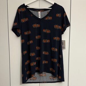 NWT LulaRoe Christy T Firetrucks Shirt Short Sleeve Size L
